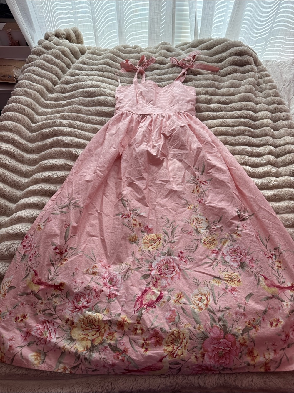 Joie Pink Floral Tie-Shoulder Maxi Dress